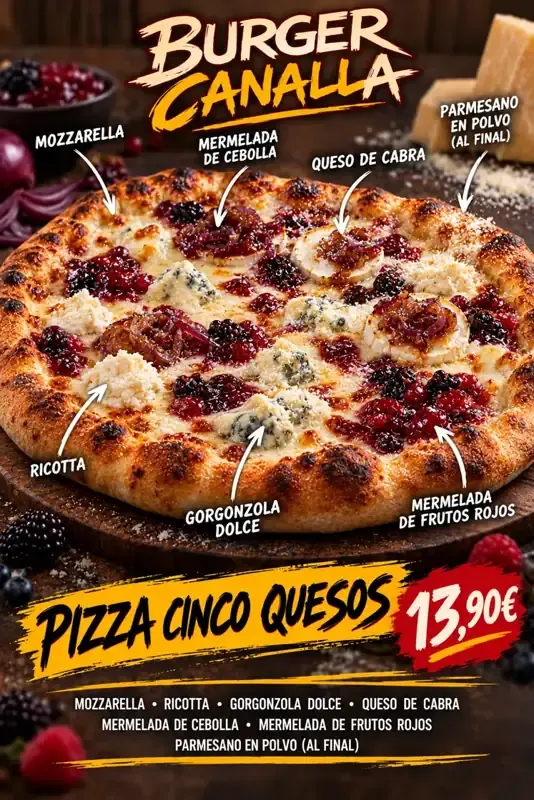 Pizza artesanal de 32 cm y pasta casera