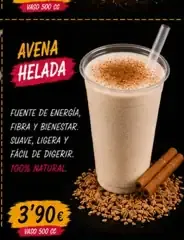 Cartel de Avena helada con sus ingredientes