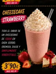 Cartel de Cheesecake Strawberry con sus ingredientes
