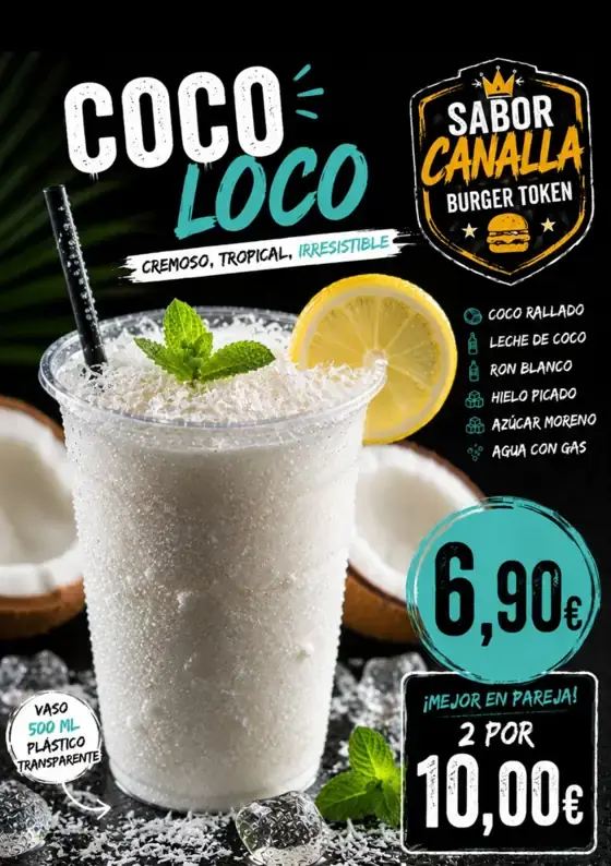Cartel de Coco Loco con sus ingredientes