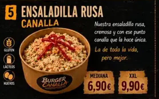 Cartel de Ensaladilla rusa Canalla con sus ingredientes