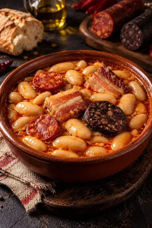 Cartel de Fabada asturiana premium con sus ingredientes