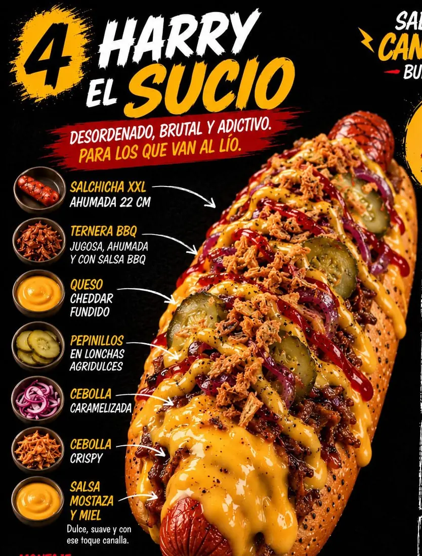 Cartel de Harry el Sucio con sus ingredientes