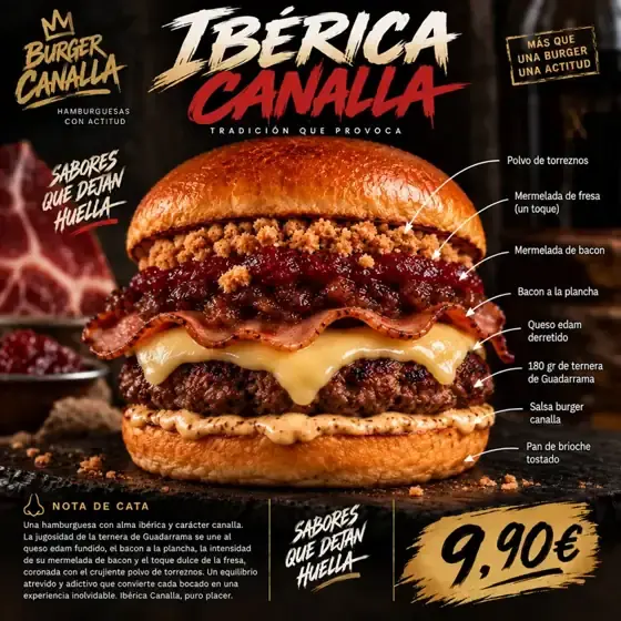 Cartel de Ibérica Canalla con sus ingredientes