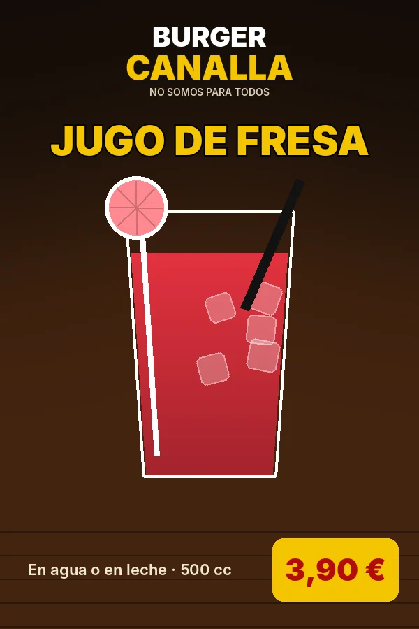 Cartel de Jugo de fresa con sus ingredientes