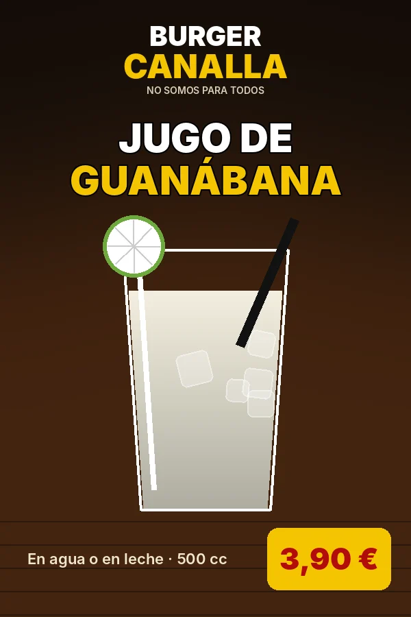 Cartel de Jugo de guanábana con sus ingredientes