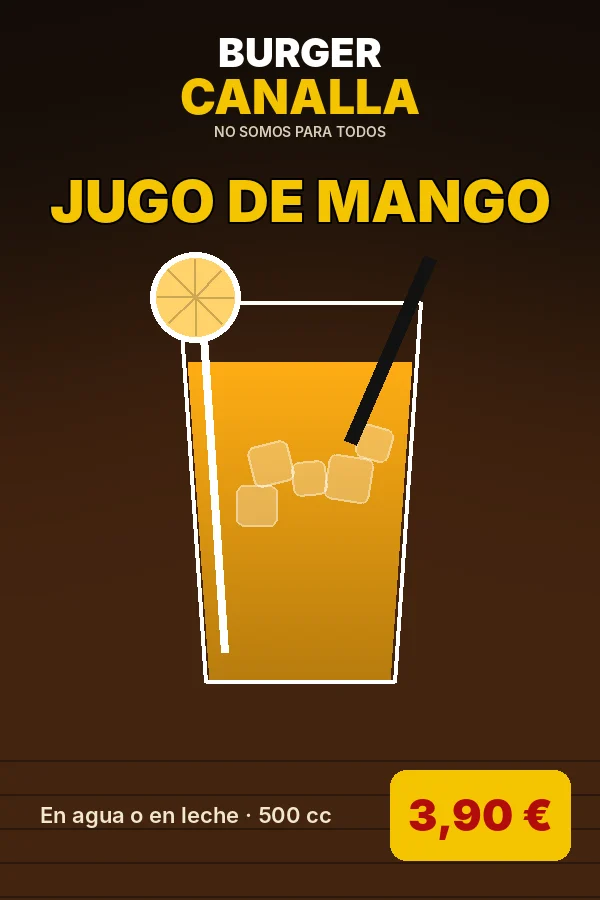 Cartel de Jugo de mango con sus ingredientes