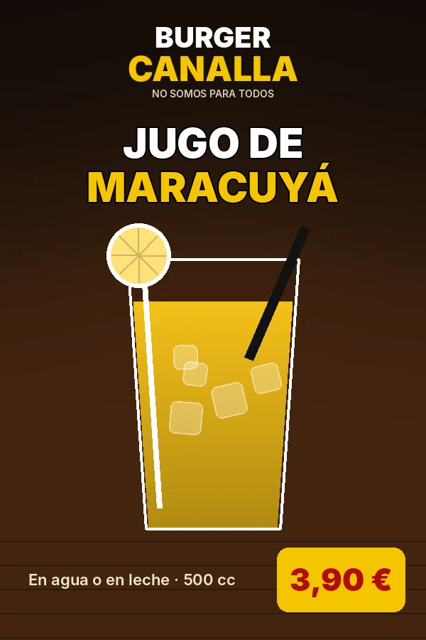 Cartel de Jugo de maracuyá con sus ingredientes