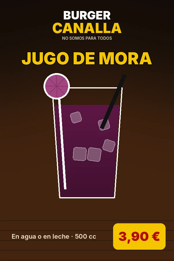 Cartel de Jugo de mora con sus ingredientes
