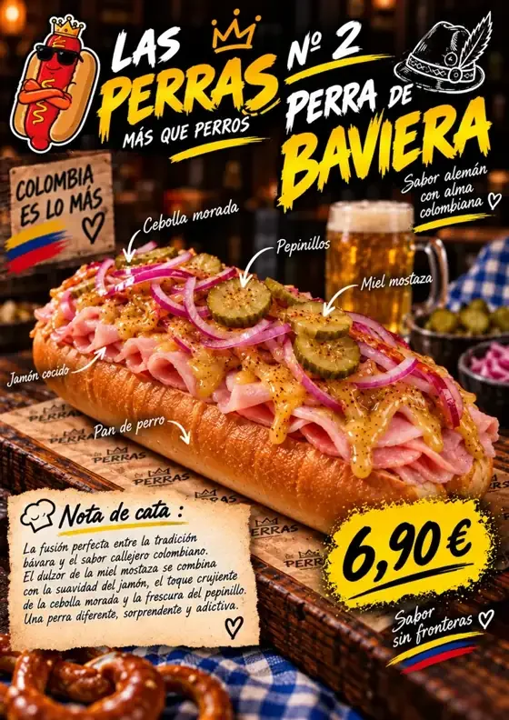Cartel de Perra Baviera con sus ingredientes