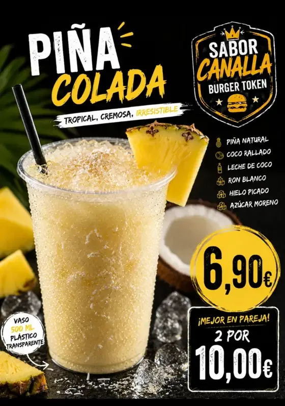 Cartel de Piña colada con sus ingredientes