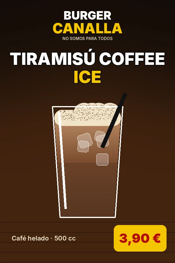 Cartel de Tiramisú Coffee Ice con sus ingredientes